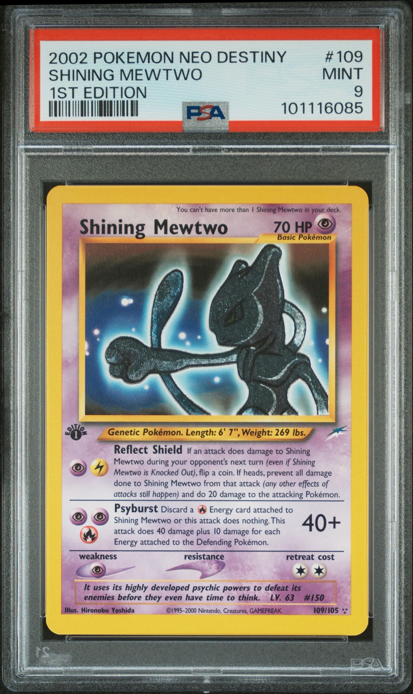 2002 POKEMON NEO DESTINY #109 SHINING MEWTWO 1ST EDITION PSA 9