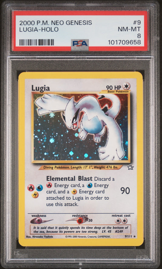 2000 POKEMON NEO GENESIS #9 LUGIA-HOLO PSA 8